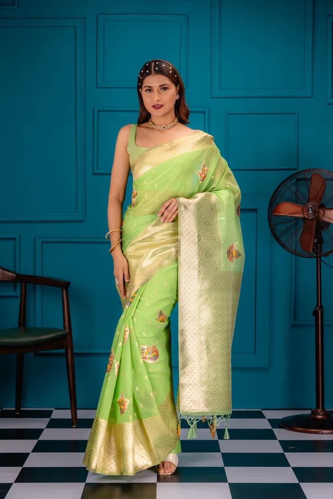Mimosa Women's Woven Design Banarasi Style Art Silk Saree With Blouse Piece : SA00001759PSFREE — Pista