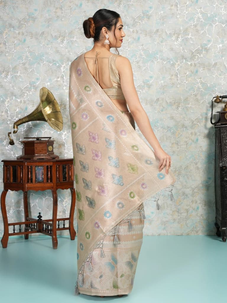 Mimosa Women's Woven Design Banarasi Style Art Silk Saree With Blouse Piece : SA00002065GYFREE — photo 4