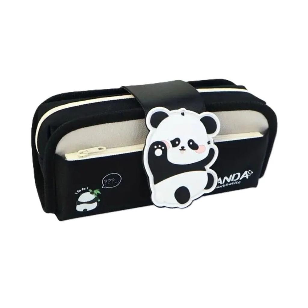 Cute Panda Double-Zip Pencil Case – Large Capacity, Multi-Compartment Stationery Pouch — photo 2