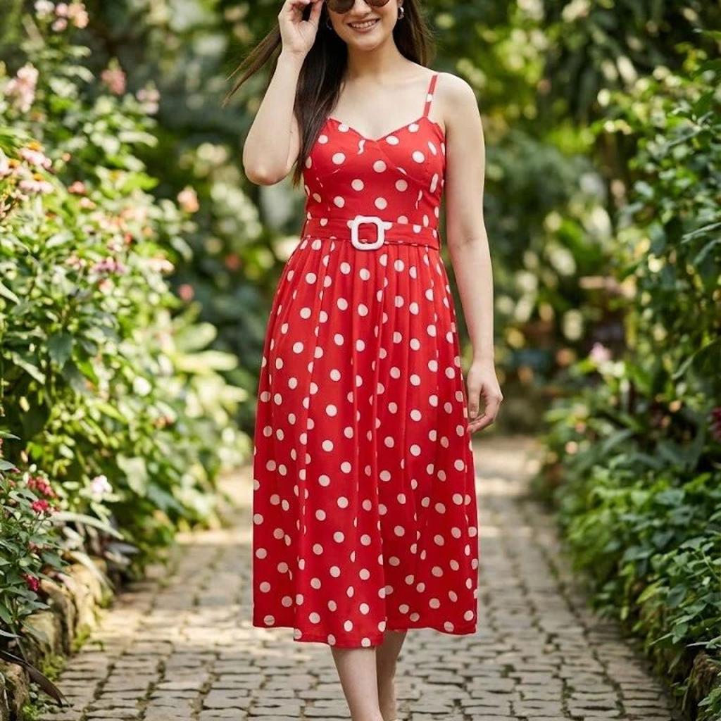Azira Polka dot Midi Dress