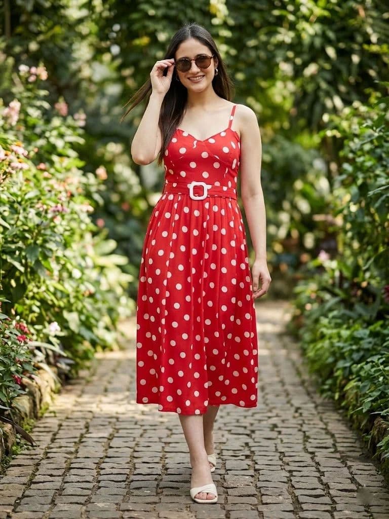 Azira Polka dot Midi Dress