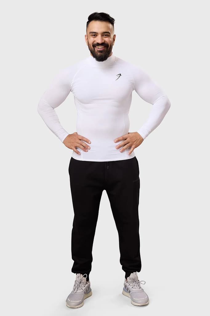 High Neck Compression Full Sleeves T-shirt White — photo 3