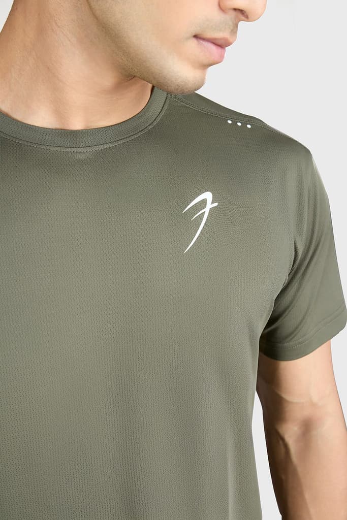 Laser Cut Running T-shirt Olive — photo 4