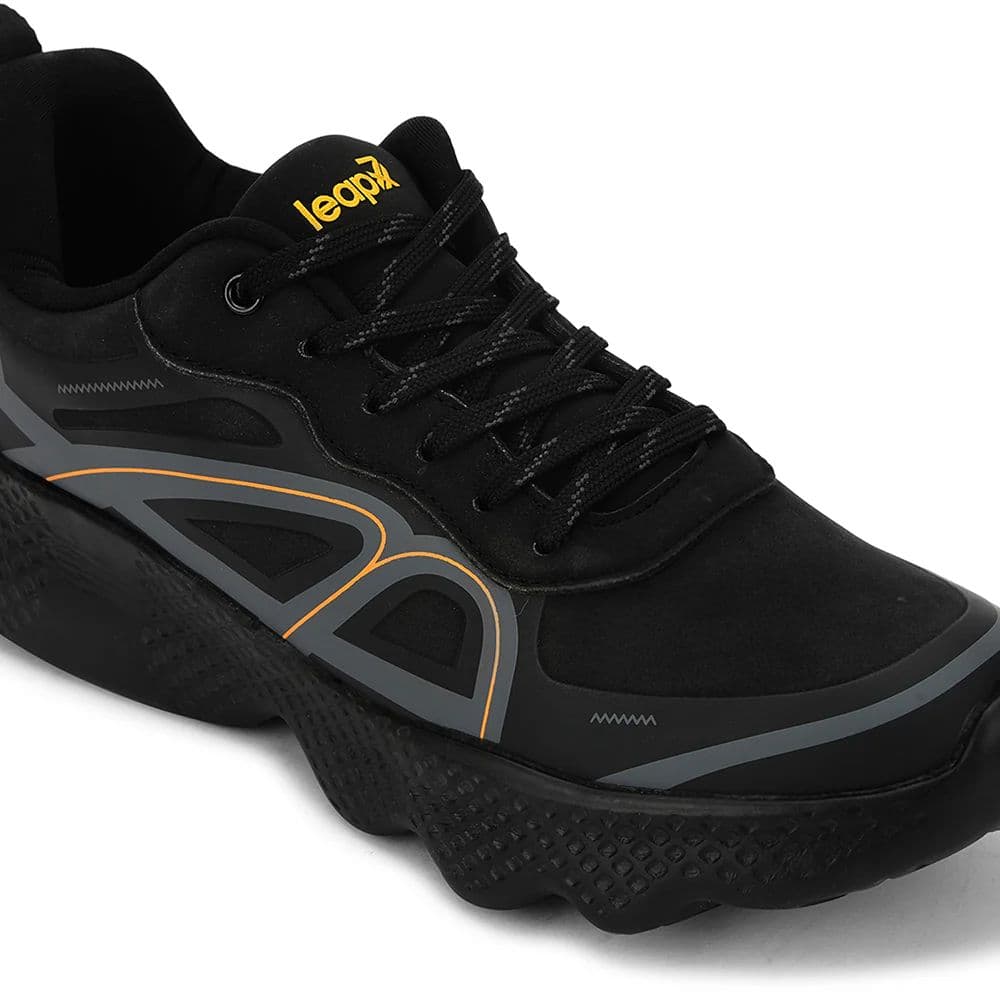 Leap7x Black Sports Lacing Running Shoes For Men WATSON-1E By Liberty — photo 4