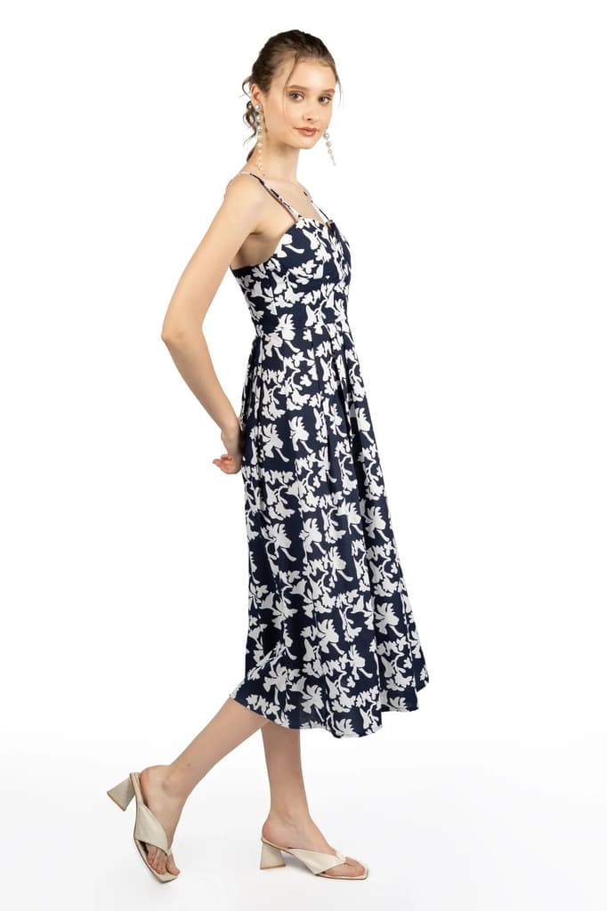 Blue & White Floral Midi Dress — photo 6
