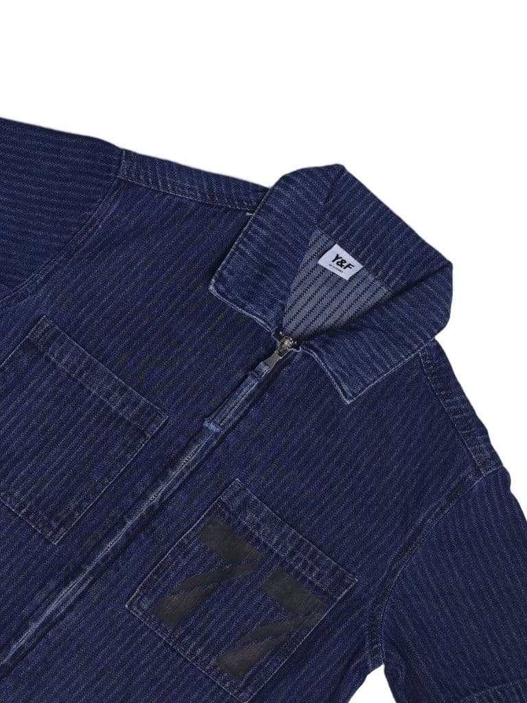 Y&F Kids Boys Dark Blue Zip-up Denim Shirt — photo 5