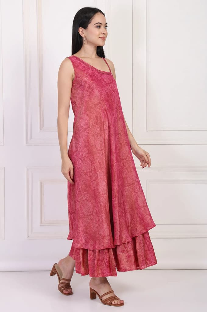 Pink Sequined A-Line Tissue Dress — photo 7