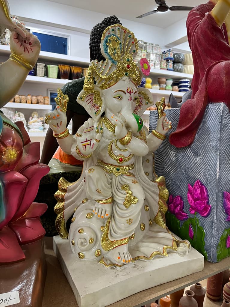 Ganesh Statue | Sculpture | Porcelain | White