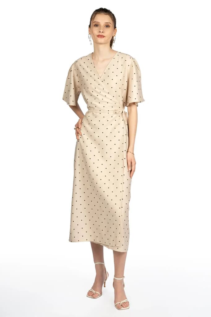 Sandy Dot Fit & Flare Midi Dress