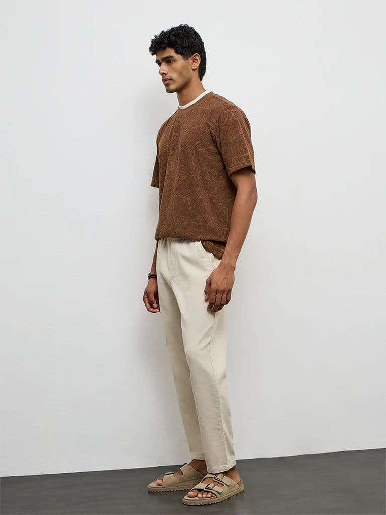 ETA Brown Botanical Textured Relaxed-Fit T-Shirt — photo 2