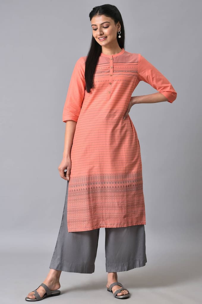 Grey Solid Flared Cotton Palazzo With Elasticated Waist — photo 5