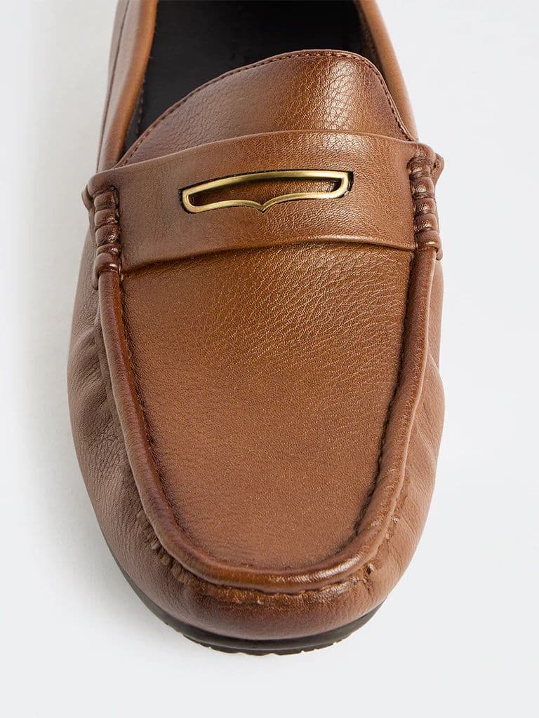 SOLEPLAY Tan Hardware-Detailed Textured Loafers — photo 4