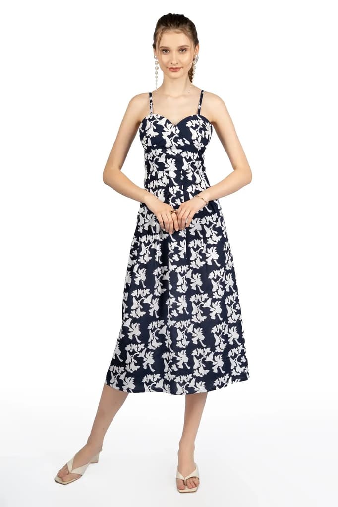 Blue & White Floral Midi Dress — photo 7