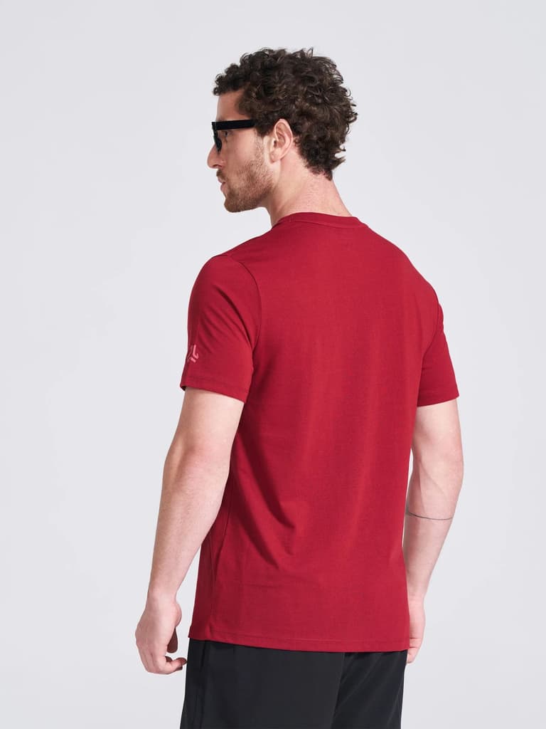 Men's Burgundy Printed Round Neck T-Shirt — photo 5