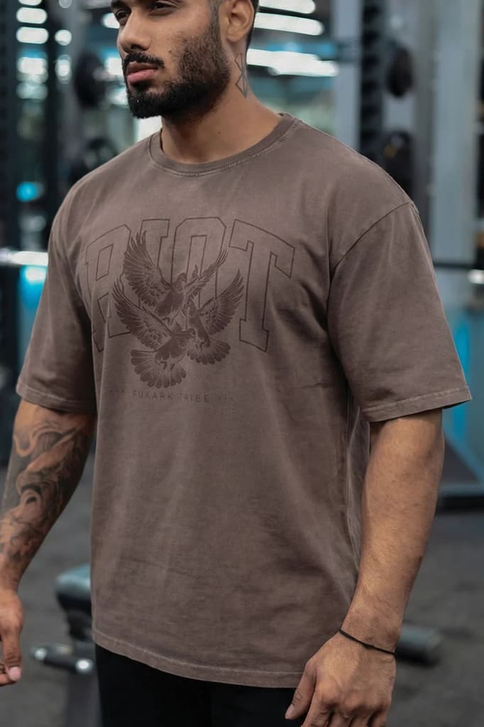 Shadow Washed Oversized T-shirt Brown — S