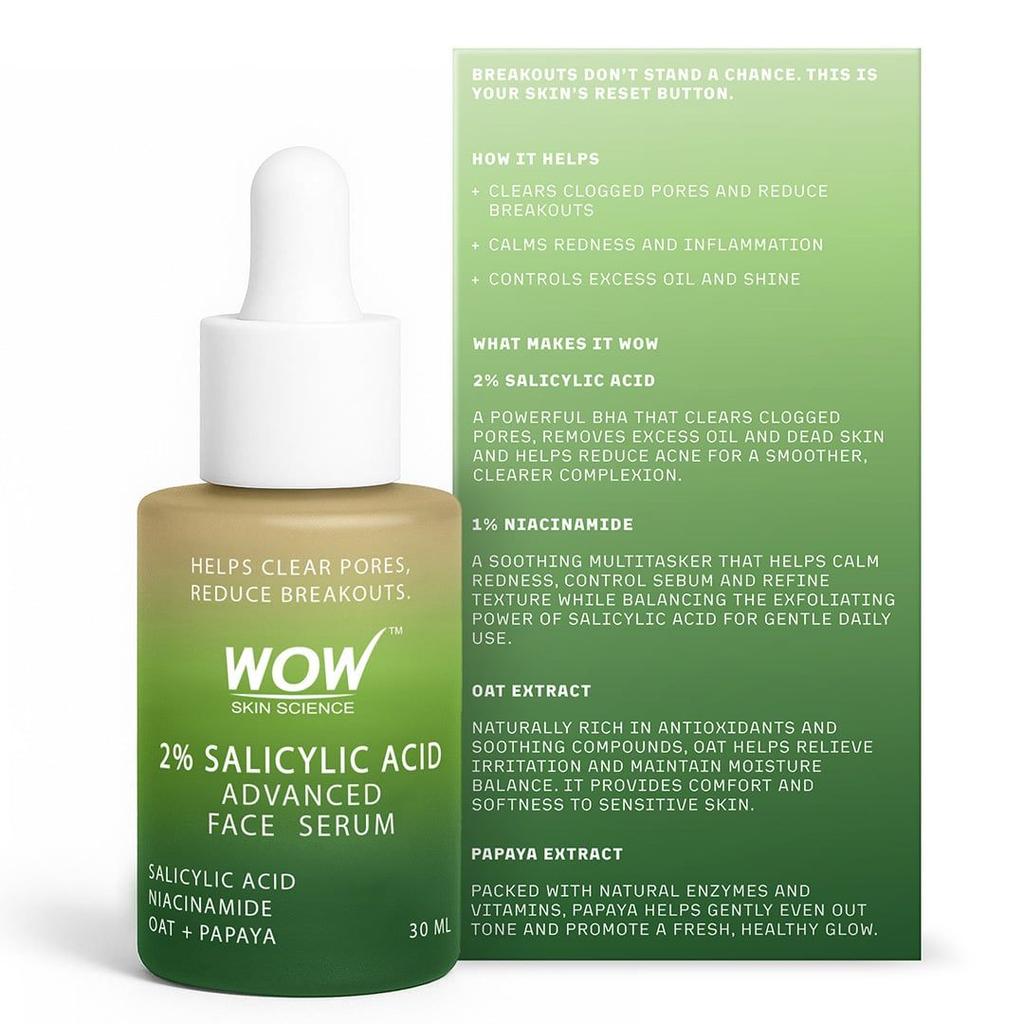 2% Salicylic Acid Face Serum Unclogs Pores & Controls Excess Oil