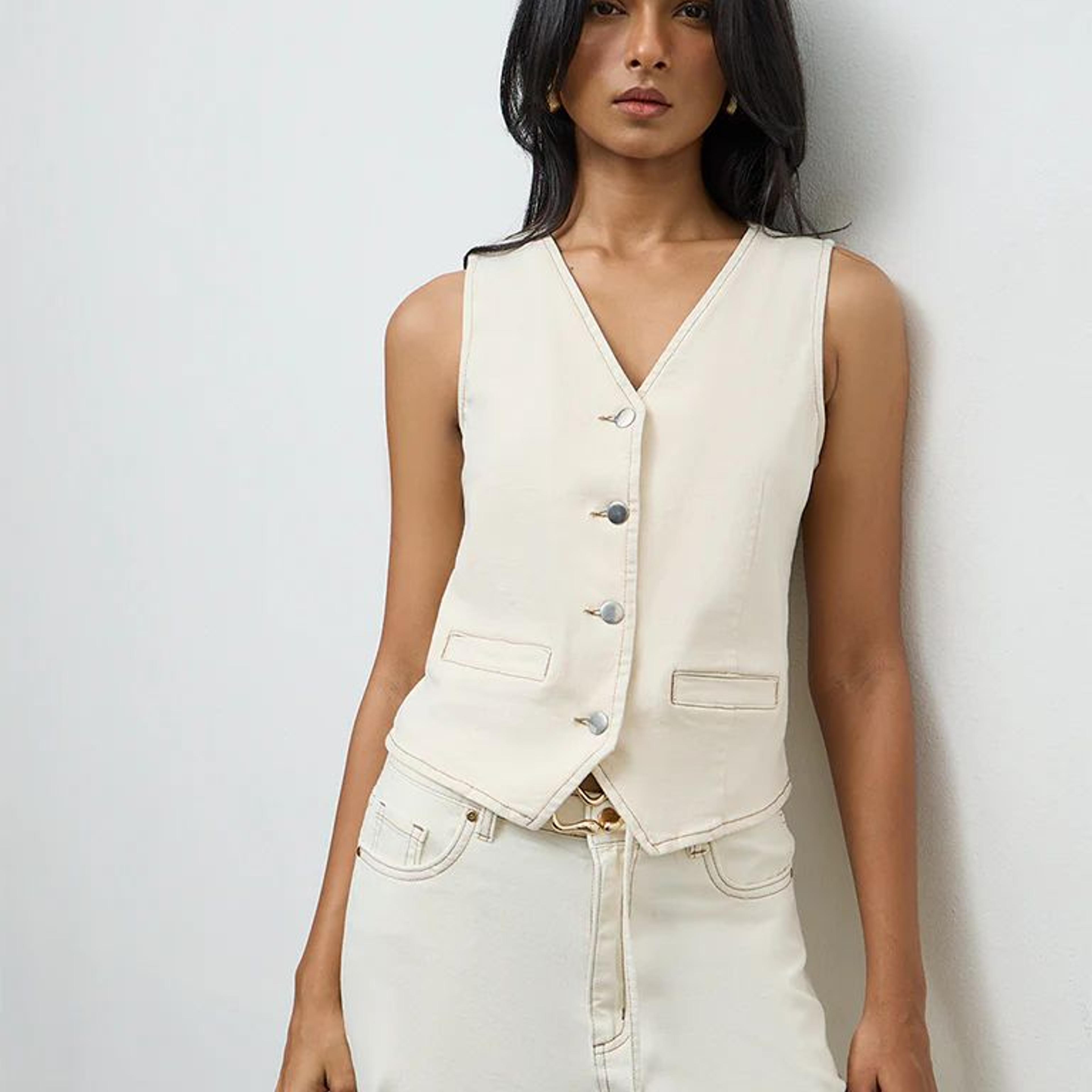 LOV Off-White Denim Waistcoat