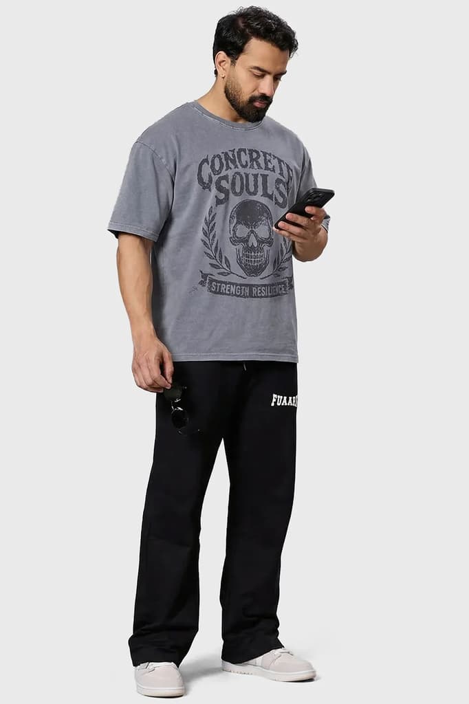 Concrete Soul Washed Oversized T-shirt Light Grey — photo 2