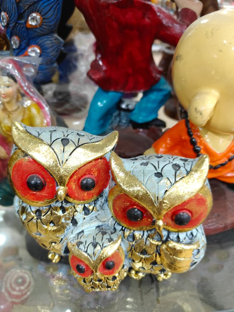 Gold Owl Figurine | Decorative | Ceramic | Gold
