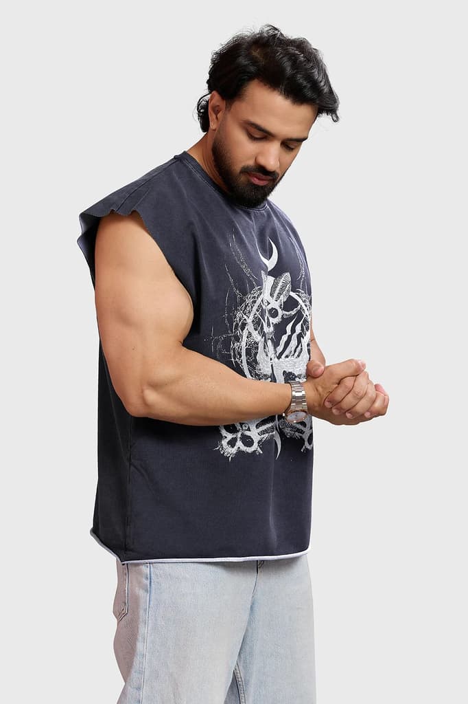 Restricted Washed Capsleeve Tank Dark Grey — photo 5