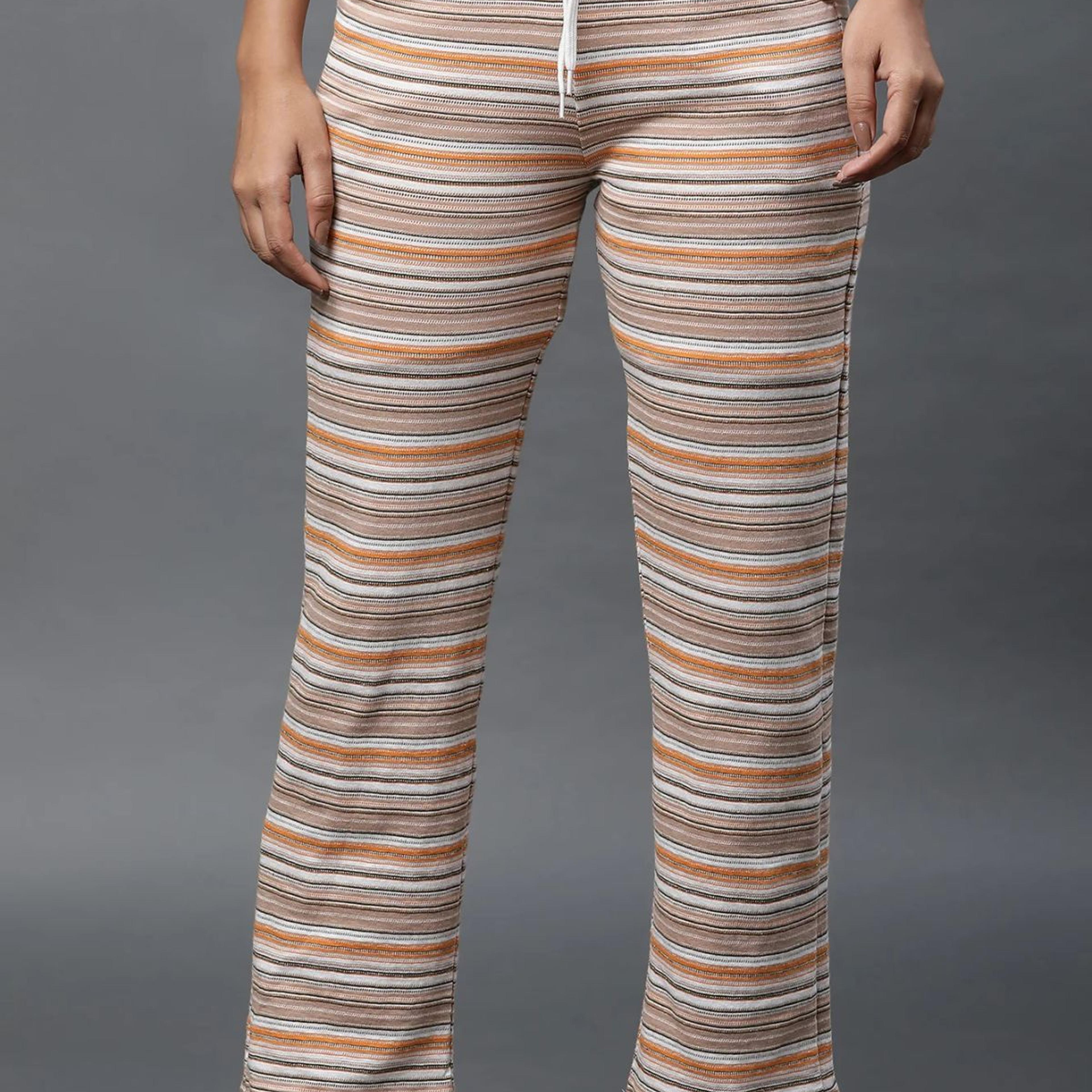 Yellow Stripe Printed Lounge Wear Pants
