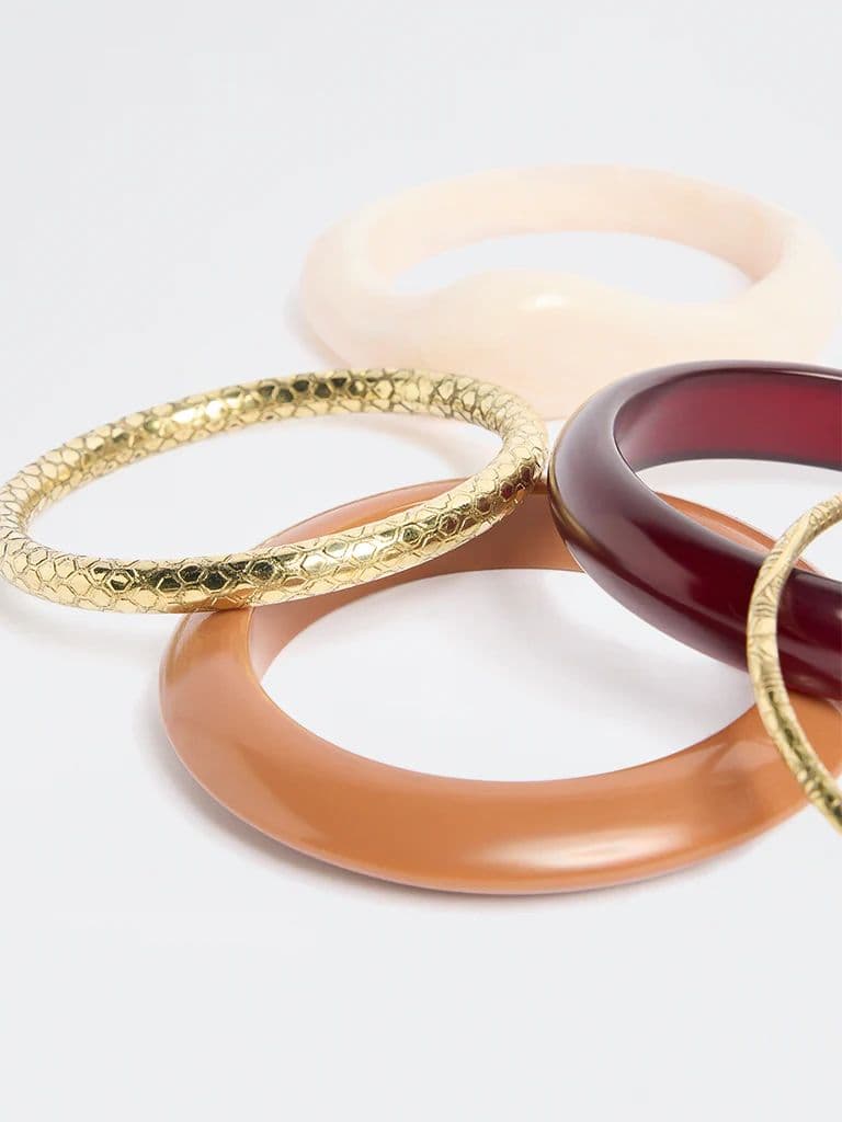 Westside Accessories Brown Resin and Metal Bangles - Pack of 4 — photo 3