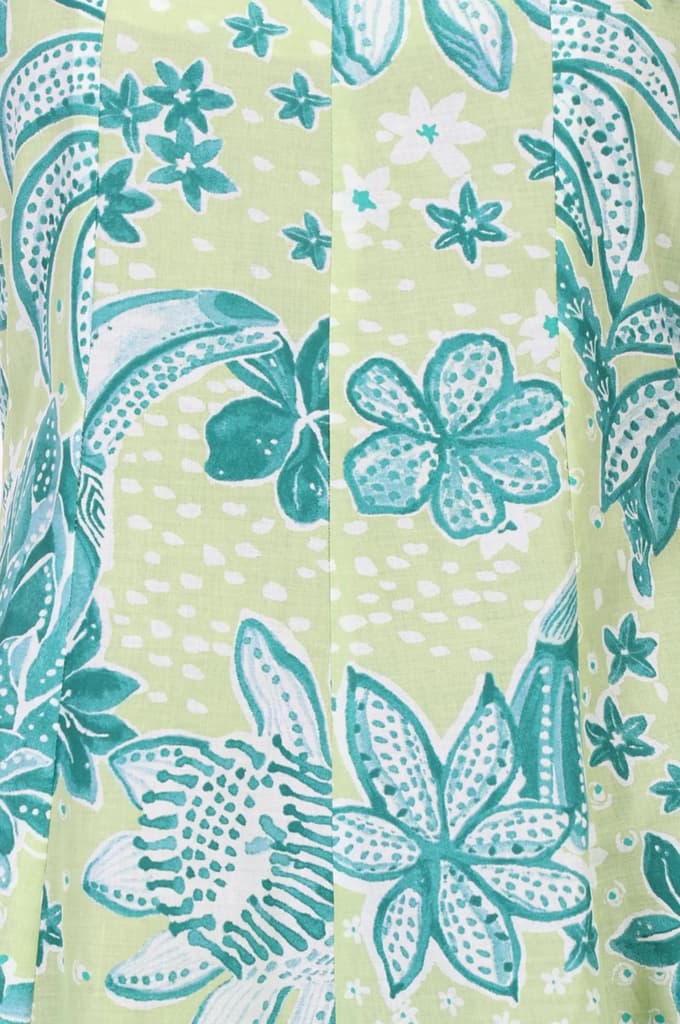 Green Floral Printed Pure Cotton Sleeveless A-line Kurta with Pants Set — photo 3