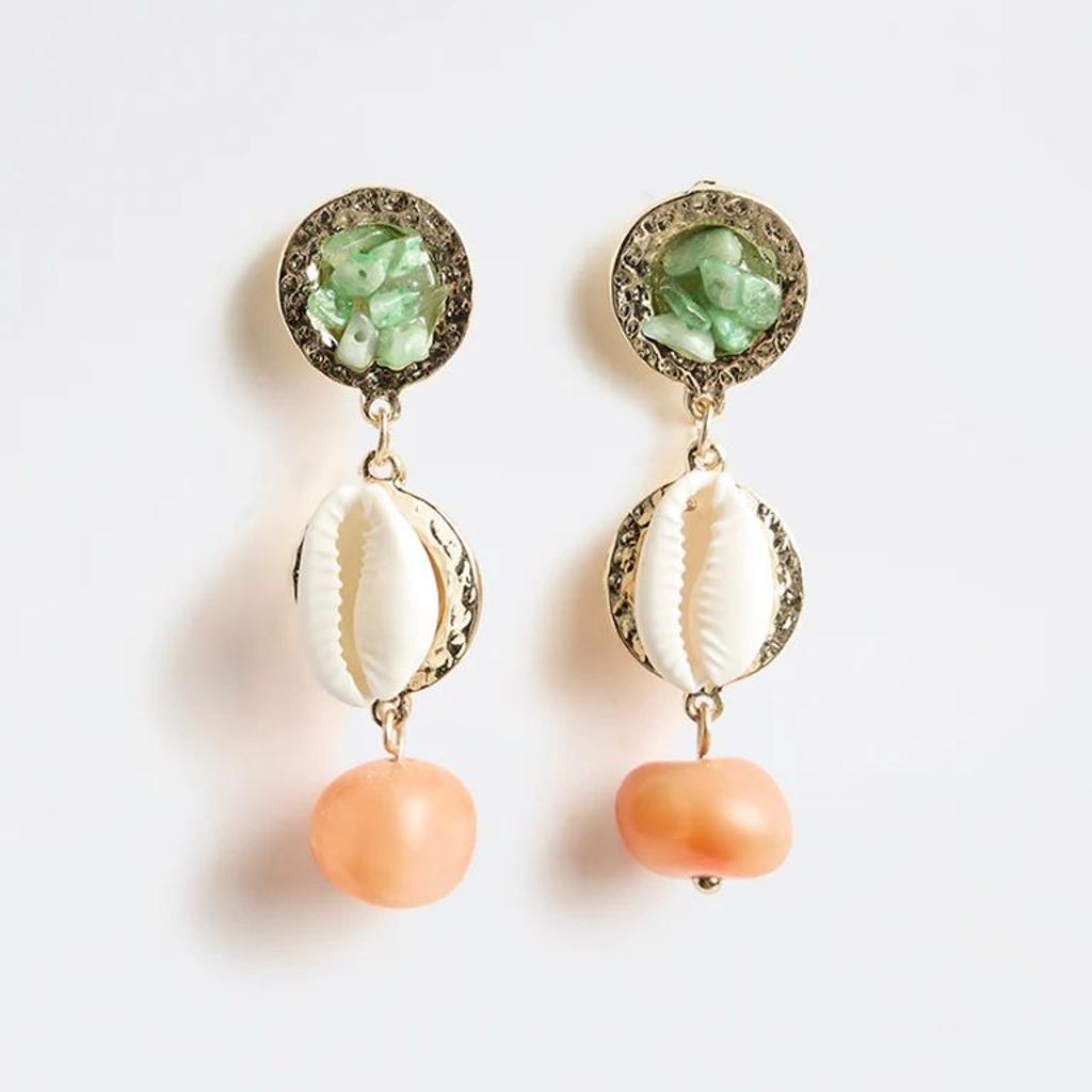 Westside Accessories Multicolour Shell and Bead Dangler Earrings
