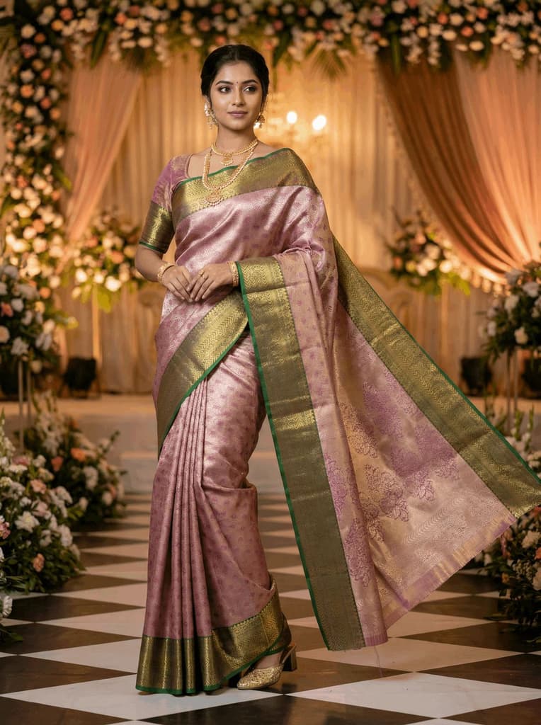 MIMOSA Women's Woven Design Kanjivaram Style Art Silk Saree with Blouse Piece - Magenta (SA00002866MJFREE) — photo 4