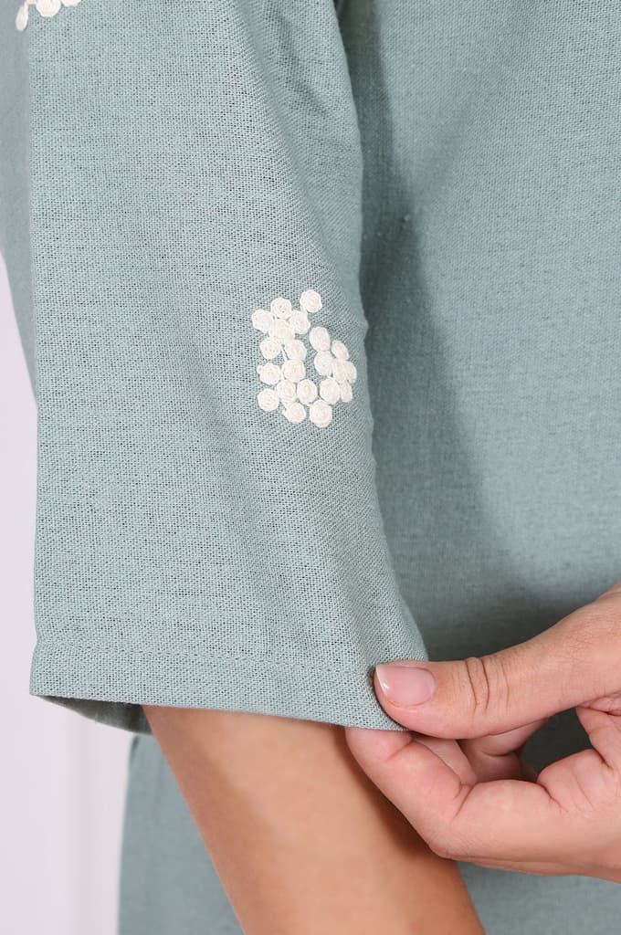 Light Green Embroidered Rayon Straight Kurta and Straight Pants Co-ord Set — photo 7