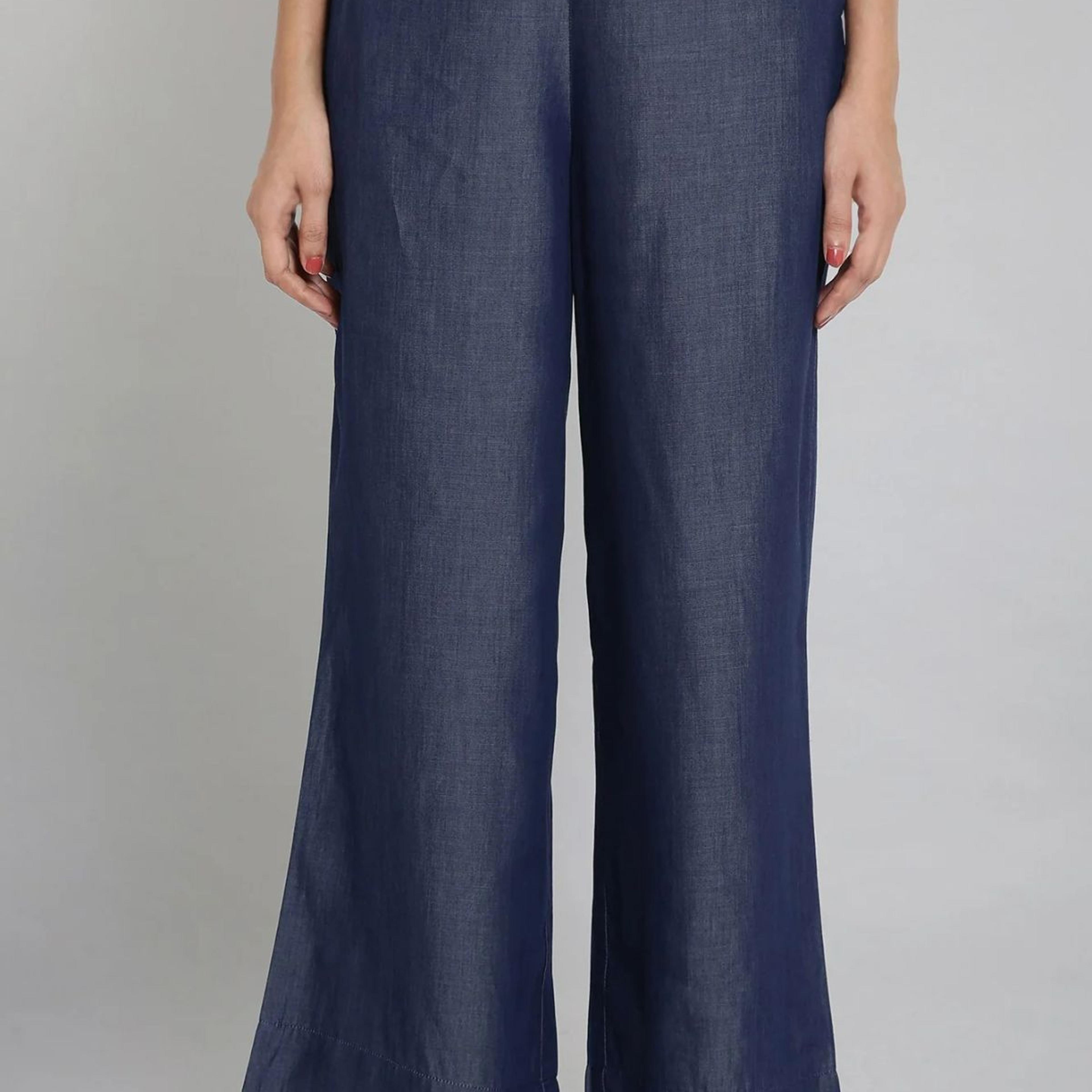 Blue Straight Palazzo