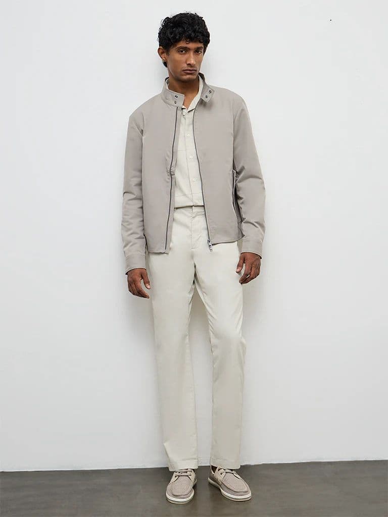 Ascot Light Taupe Relaxed-Fit Cotton-Blend Jacket