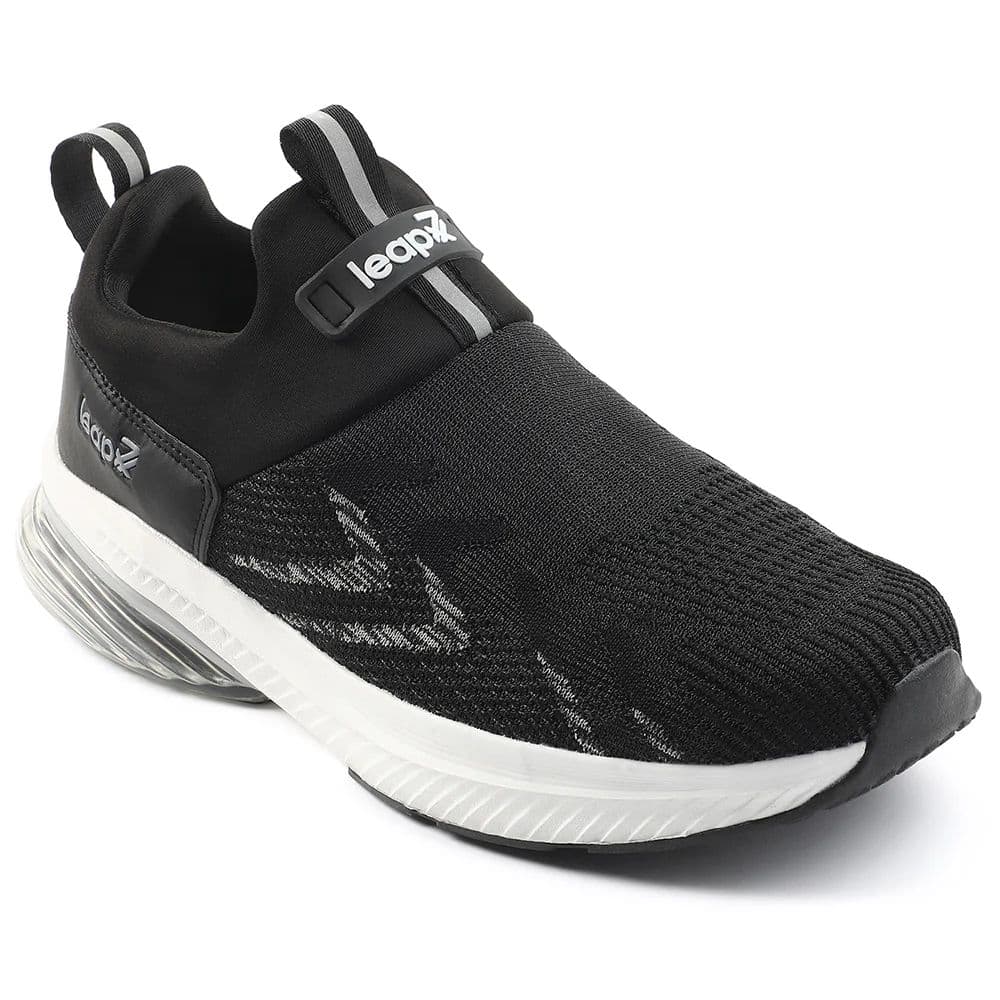 Leap7x Black Sports Non Lacing Walking Shoes For Men BRISK-24 By Liberty — 6/40 / Black