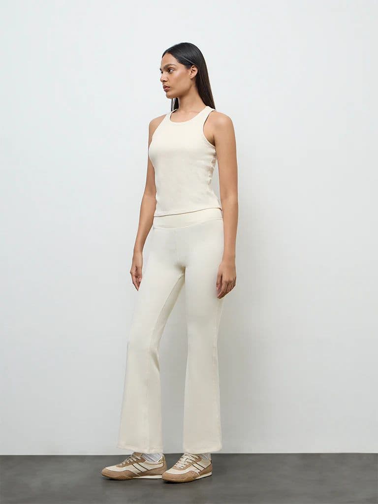 Nuoflexx Cream Ribbed Cotton-Blend Top — photo 2