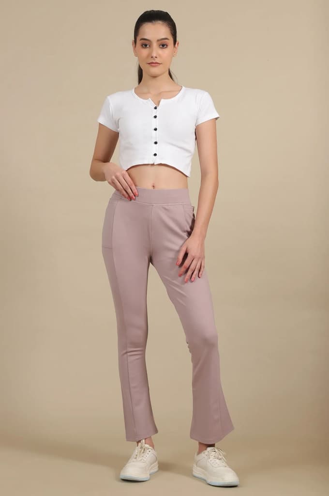 Light Purple Bootcut Yoga Pants with Side Pockets — photo 5