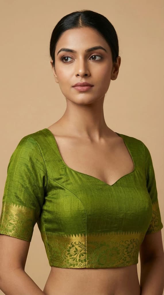 MIMOSA Women's Woven Design Paithani Style Art Silk Saree with Blouse Piece - Olive ( SA00003125OLFREE ) — photo 4
