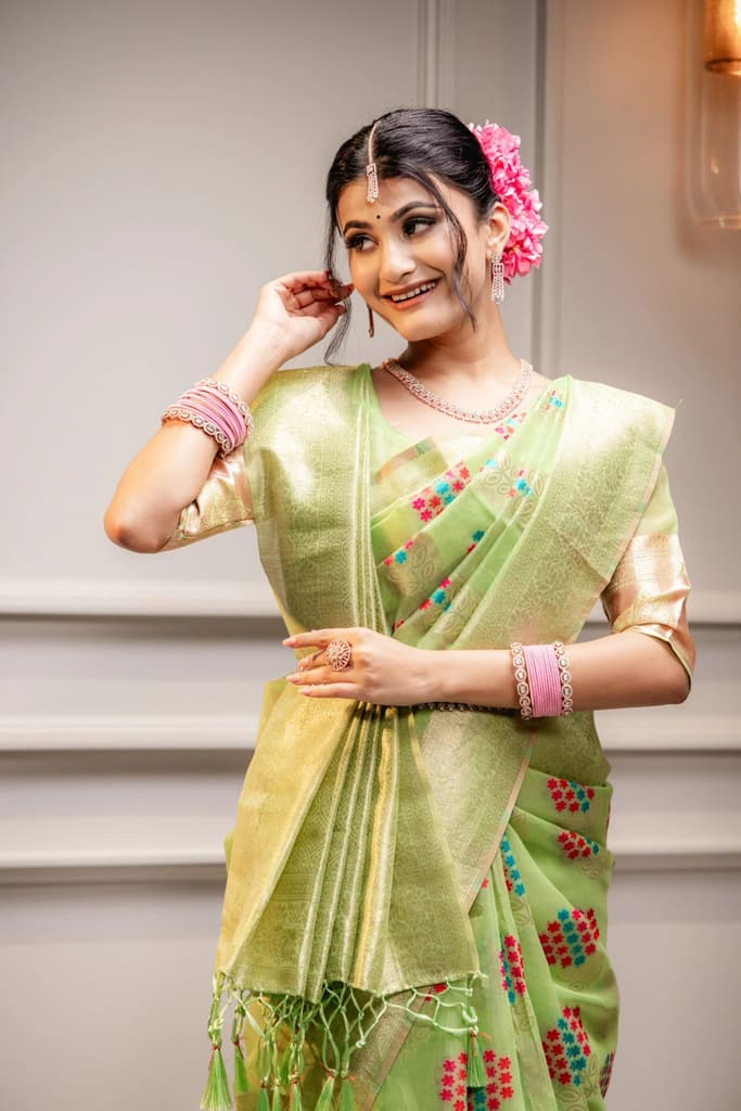 Mimosa Women's Woven Design Banarasi Style Art Silk Saree With Blouse Piece : SA00001595PSFREE — photo 5