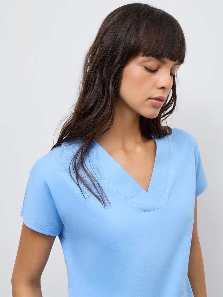 Wunderlove Blue Cotton T-Shirt — photo 3