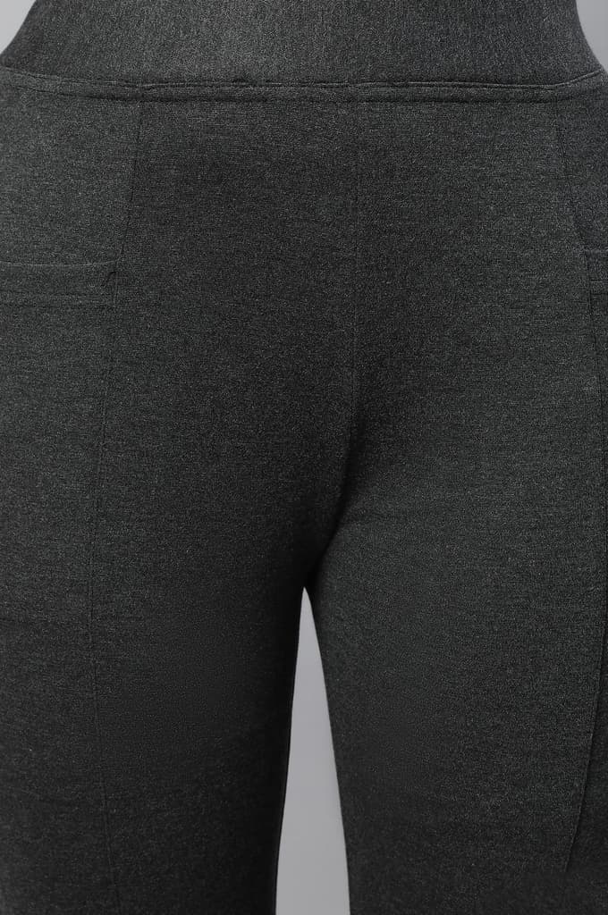 Grey Solid Skinny Fit Tights With Elasticated Waistband — photo 7
