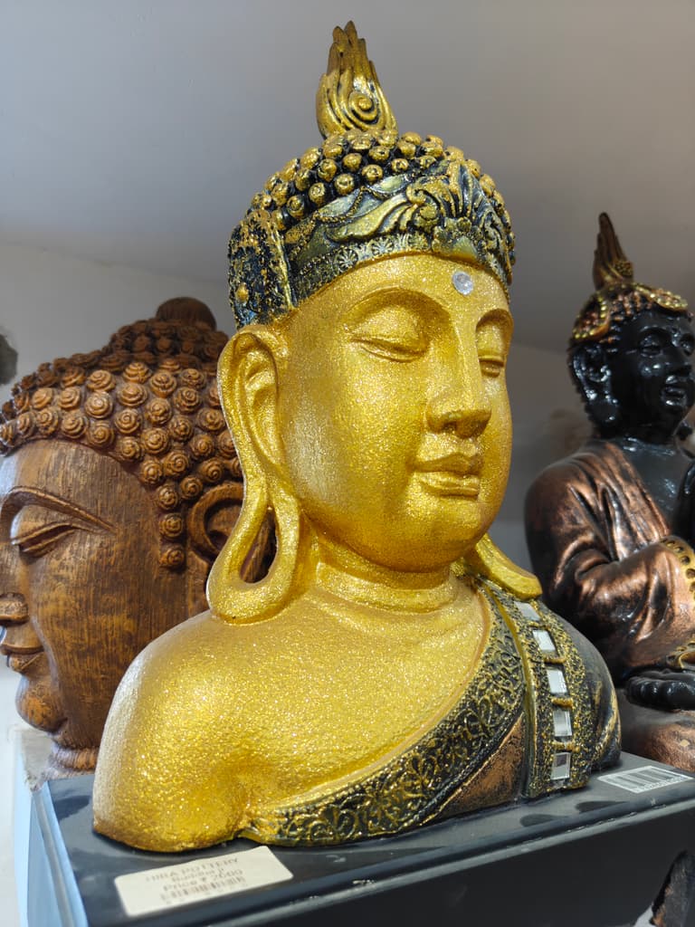Gold Buddha Head Statue | Decorative | Gold | Buddhist
