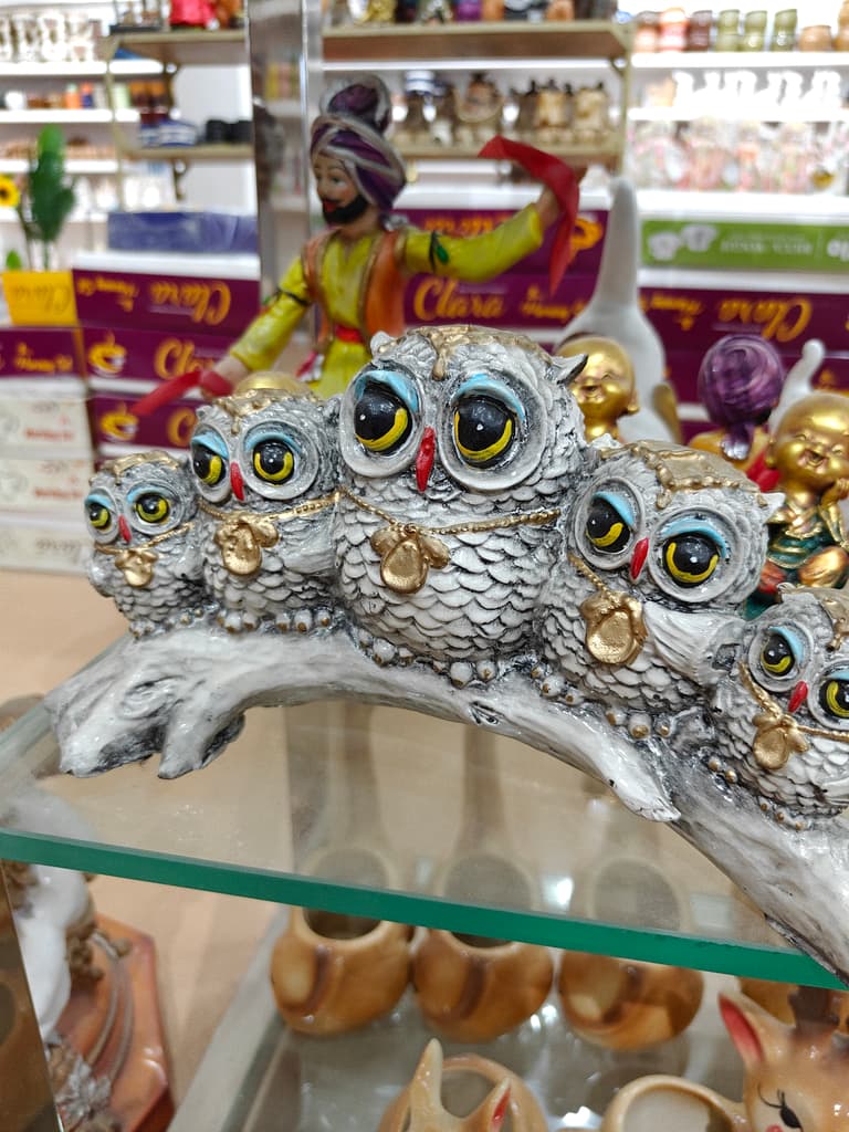 Owl Figurine | Decorative | Ceramic | Gold