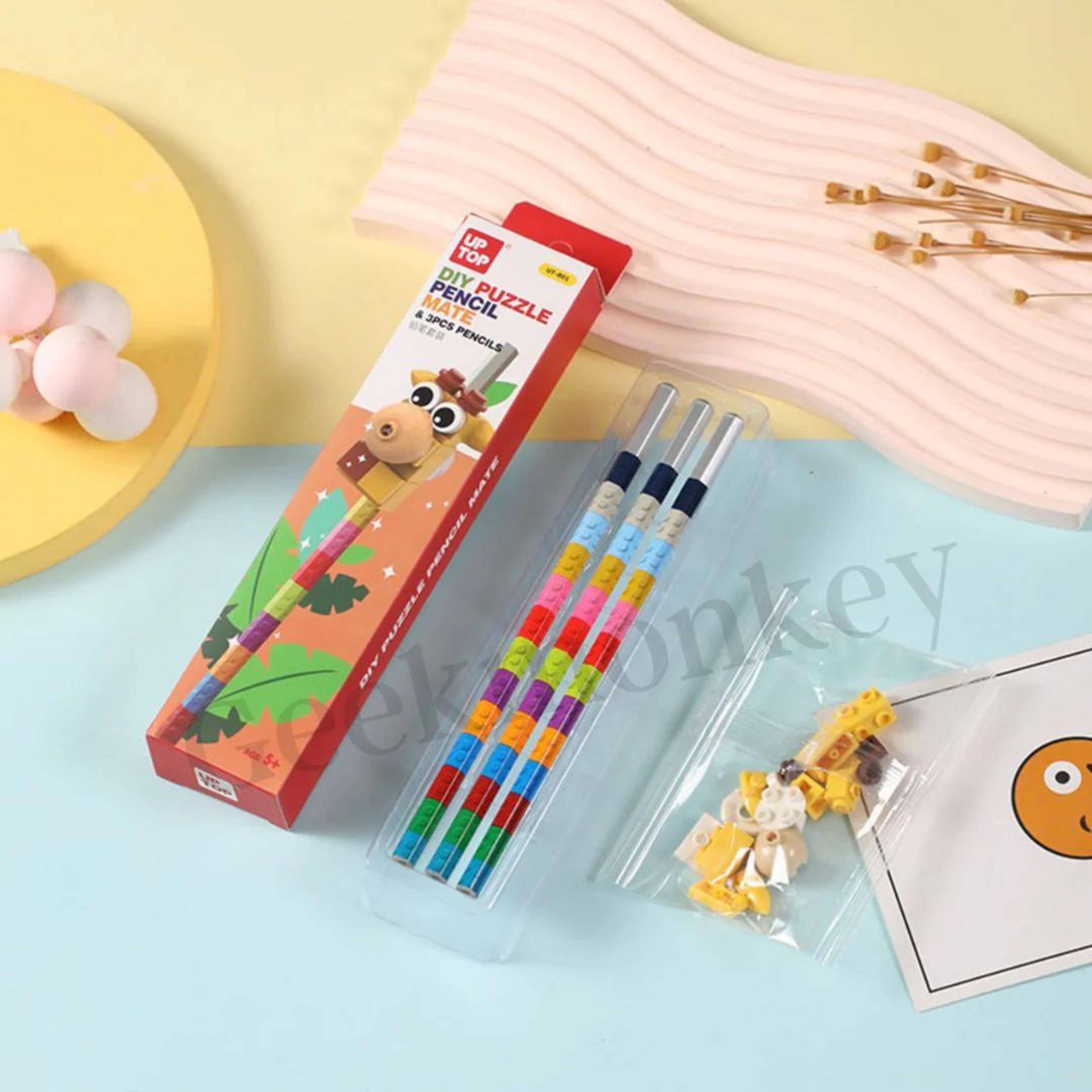 Pencil With DIY Block Topper | Fun & Creative Stationery Set for Writing and Sketching