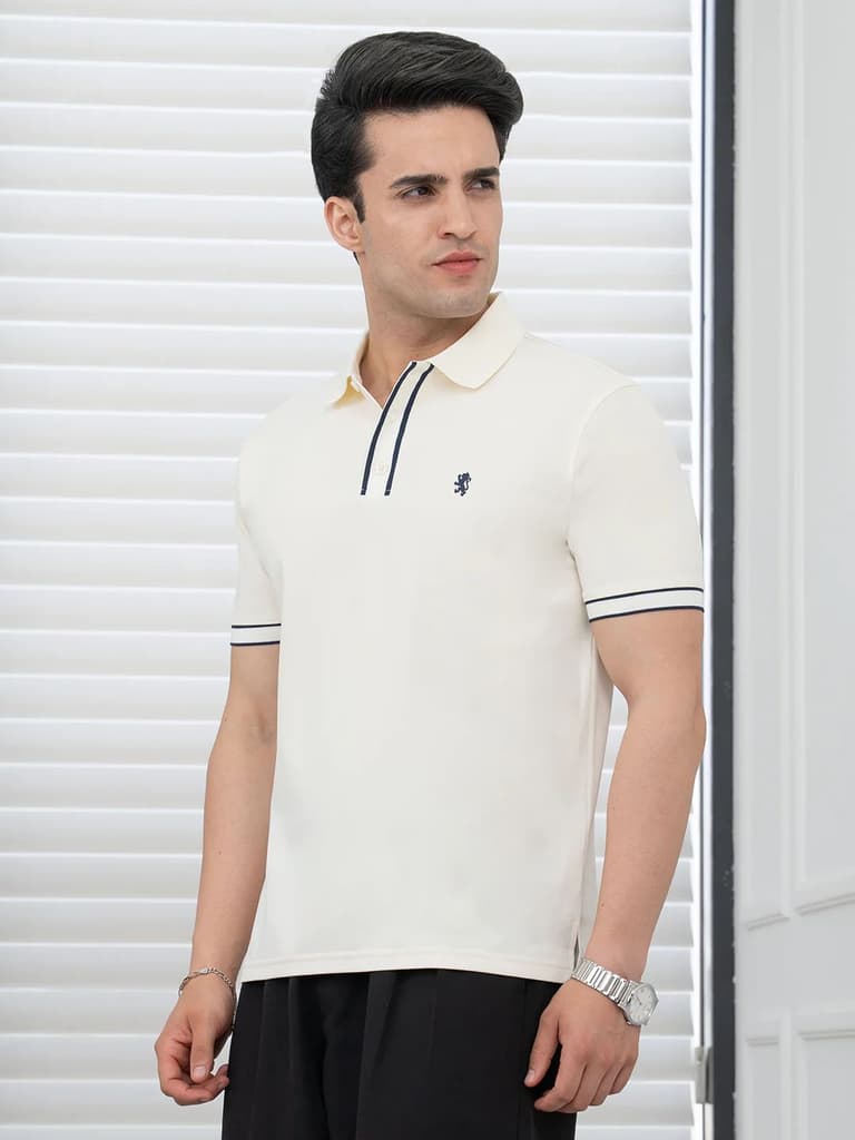 T Shirts for Men in Pastel Yellow | Polyester Polo T Shirt — photo 2