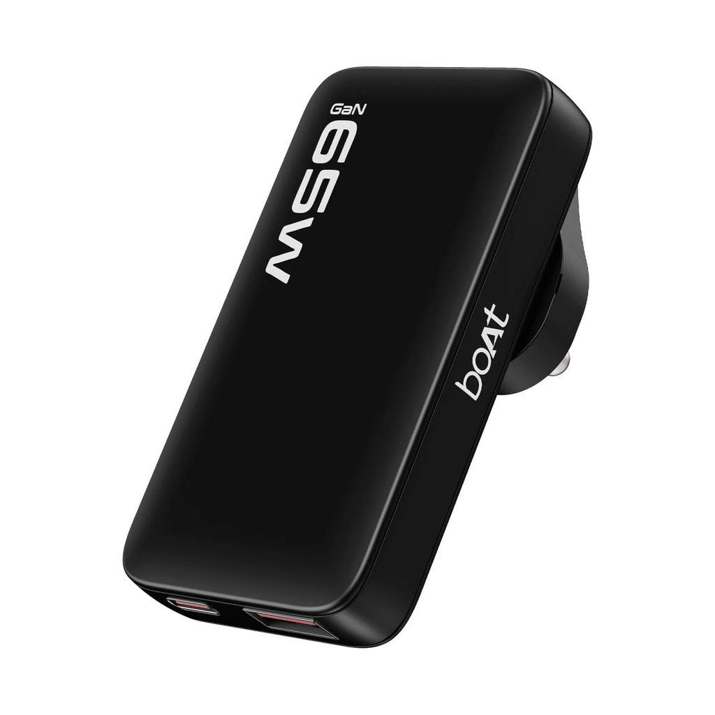 boAt 65W GaN Nano Charger | 65W Fast Charger with GaN Chip, Smart IC Protection & Dual-Port Charging