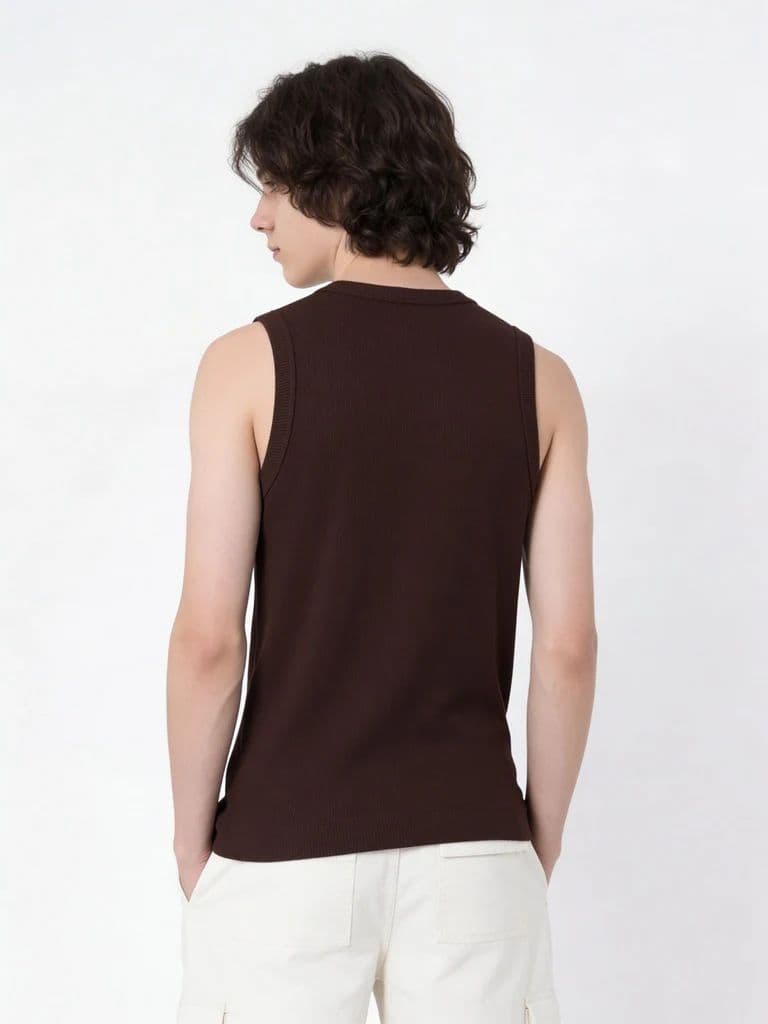 Y&F Kids Boys Brown Slim-Fit Cotton-Blend Vest — photo 2