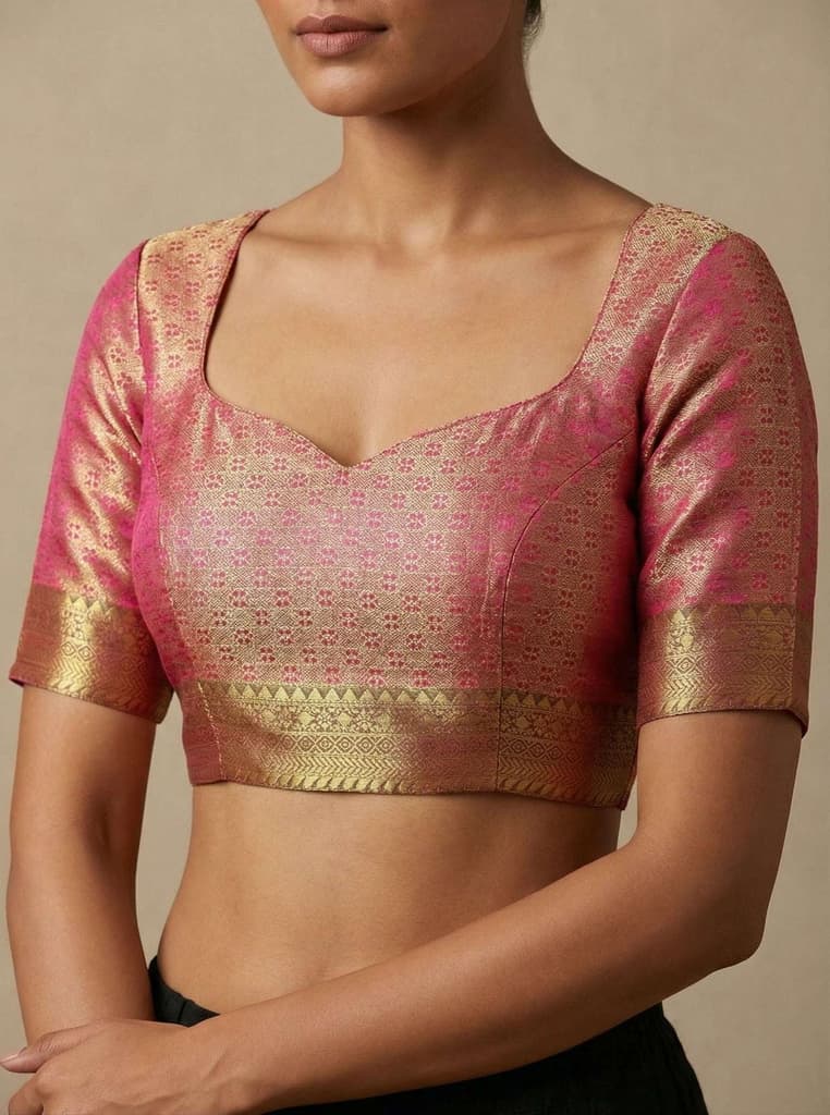 MIMOSA Women's Woven Design Kanjivaram Style Art Silk Saree with Blouse Piece - Rani Pink (SA00002866RNFREE) — photo 5