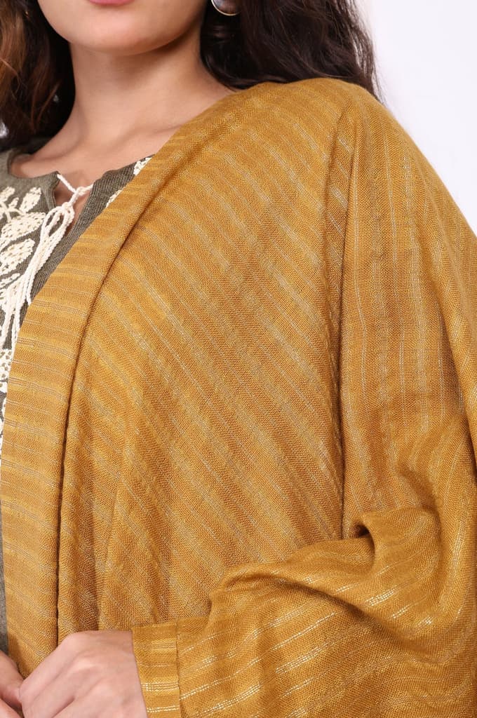 Cream Striped Sequined Shawl Acrylic Stole — photo 3