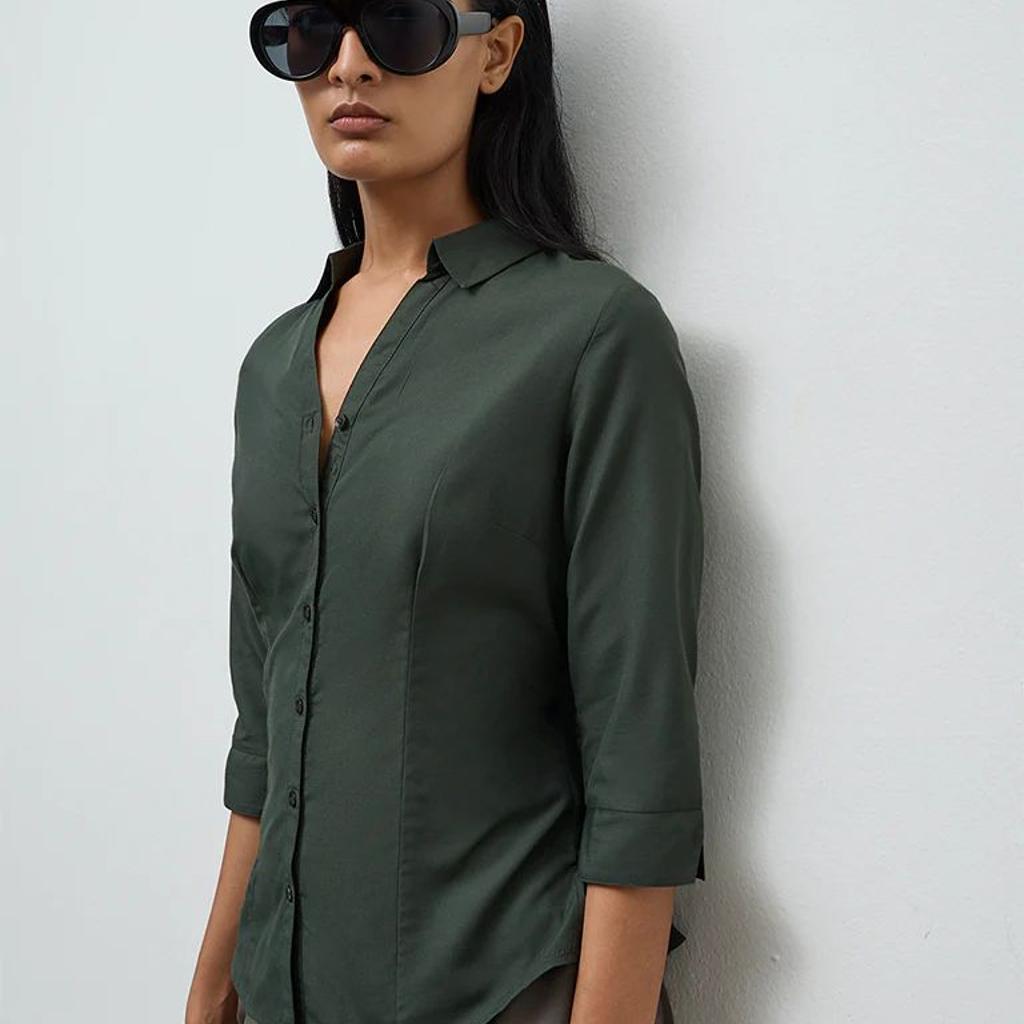 Wardrobe Dark Olive Solid Shirt