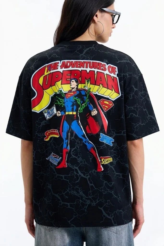 Action Out Of Comics Black Oversized T-shirt — photo 10