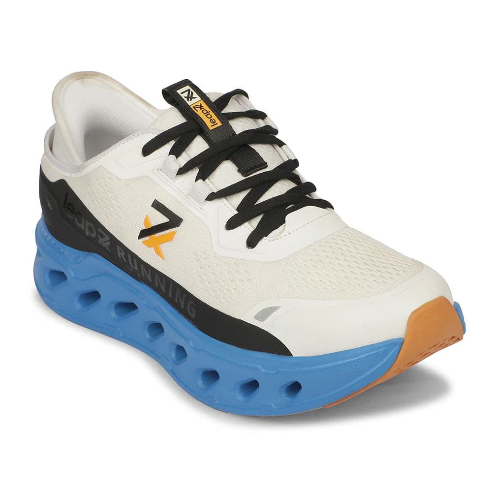 Leap7X ZLP-XM-16 Airflow Outsoles White Sports Lacing Running Shoes for Men by Liberty — 6/40 / White